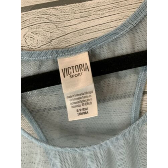 Victoria Secret Sport Size S Sheer Mesh Tank Top Racerback Blue Ombré VS Layer - Picture 2 of 10